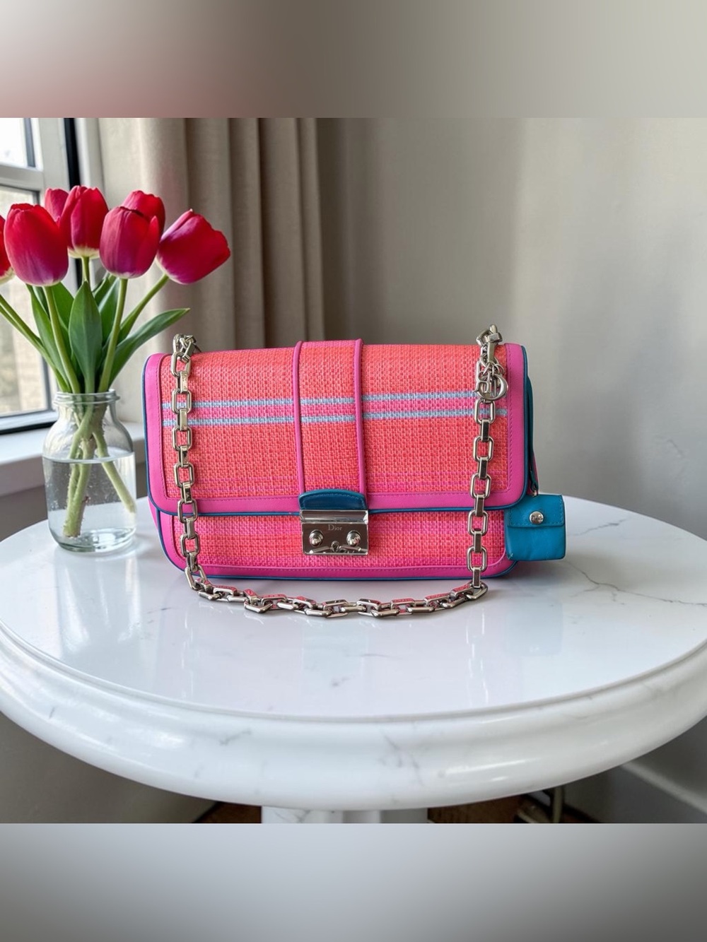Christian Dior Raffia and Leather Miss Dior Flap Handbag - Picture 11 of 16